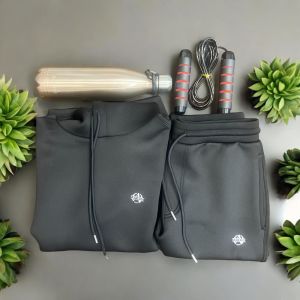 Ash Bird Ash Bird Men’s Tracksuit Top & Bottom Set - Stylish Athletic Ensemble for Men, Long Sleeve Hoodies and Sweatpants Set Gray Black