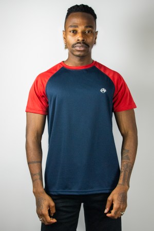 PrimeFit Workout  Stylish Men's Short-Sleeve Gym T-Shirts (Blue/Red)